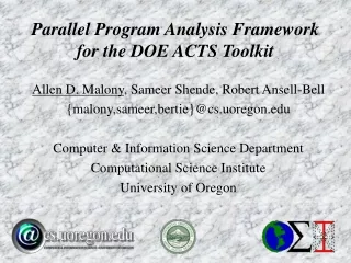 Parallel Program Analysis Framework for the DOE ACTS Toolkit