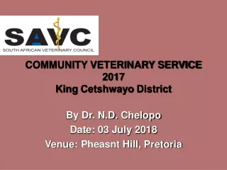 COMMUNITY VETERINARY SERVICE 2017 King  Cetshwayo  District