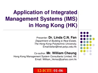 Application of Integrated Management Systems (IMS)  in Hong Kong (HK)