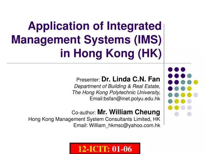 application of integrated management systems ims in hong kong hk