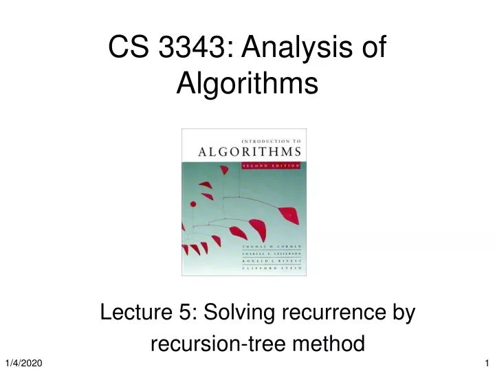 cs 3343 analysis of algorithms