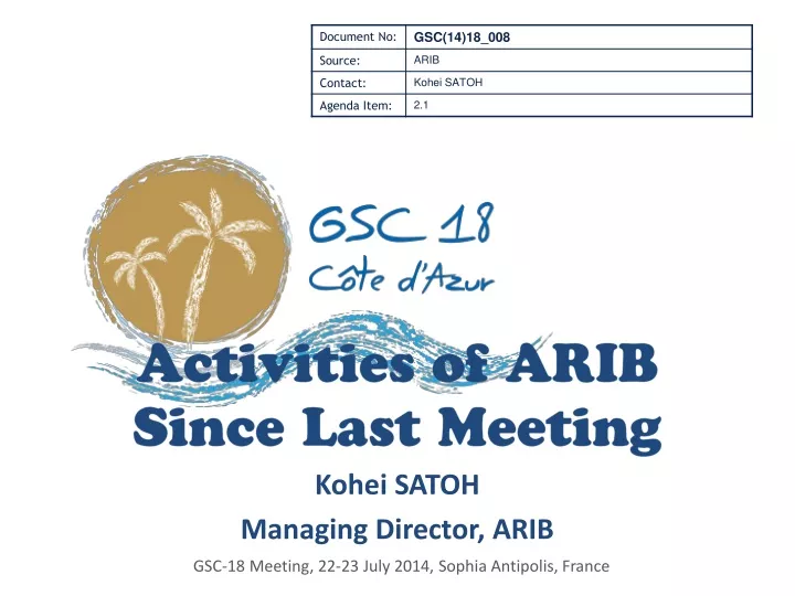 activities of arib since last meeting