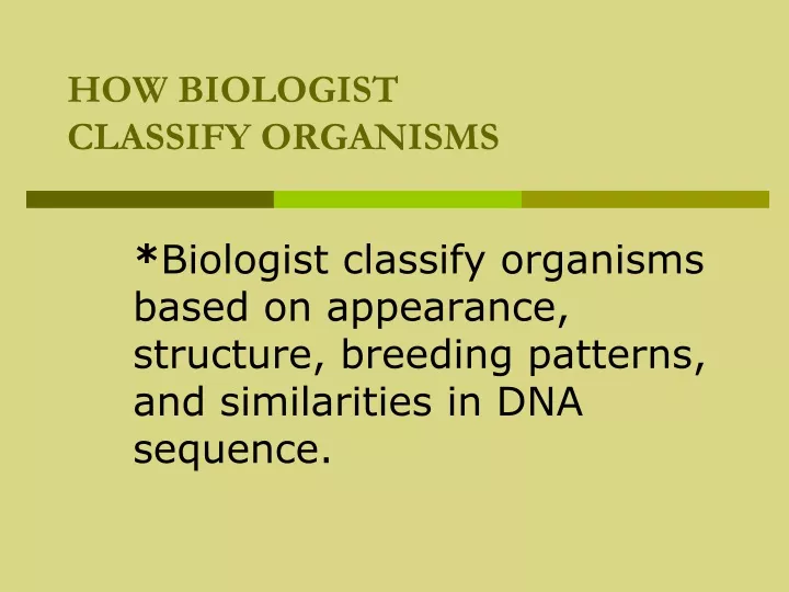 how biologist classify organisms