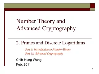 Number Theory and Advanced Cryptography 2. Primes and Discrete Logarithms
