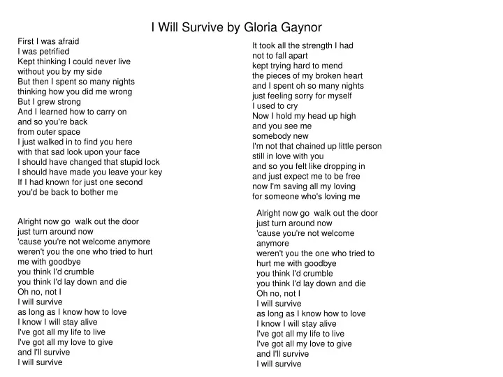 i will survive by gloria gaynor