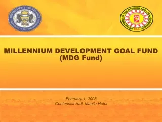 M ILLENNIUM DEVELOPMENT GOAL FUND  (MDG Fund)
