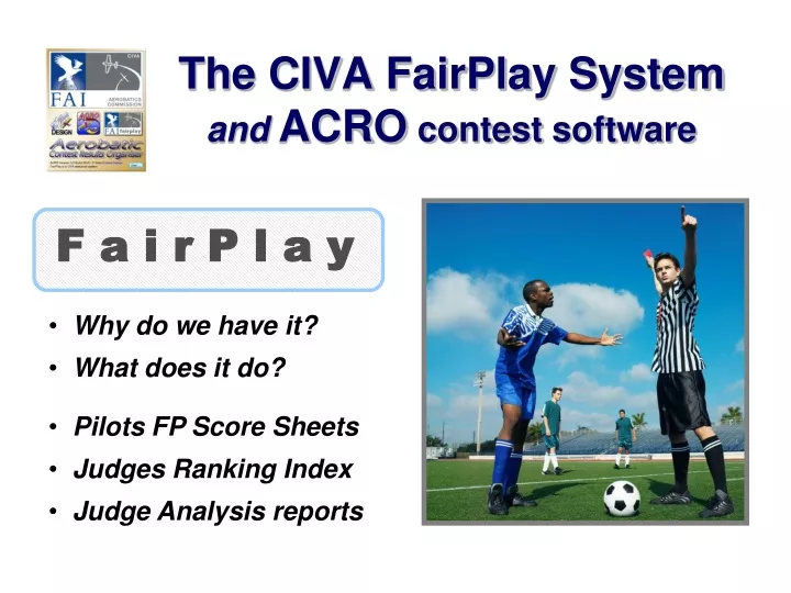 the civa fairplay system and acro contest software
