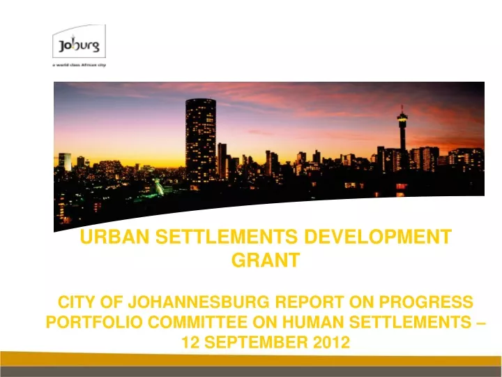 urban settlements development grant city