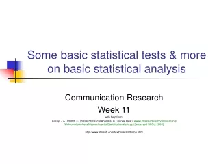 Some basic statistical tests &amp; more on basic statistical analysis