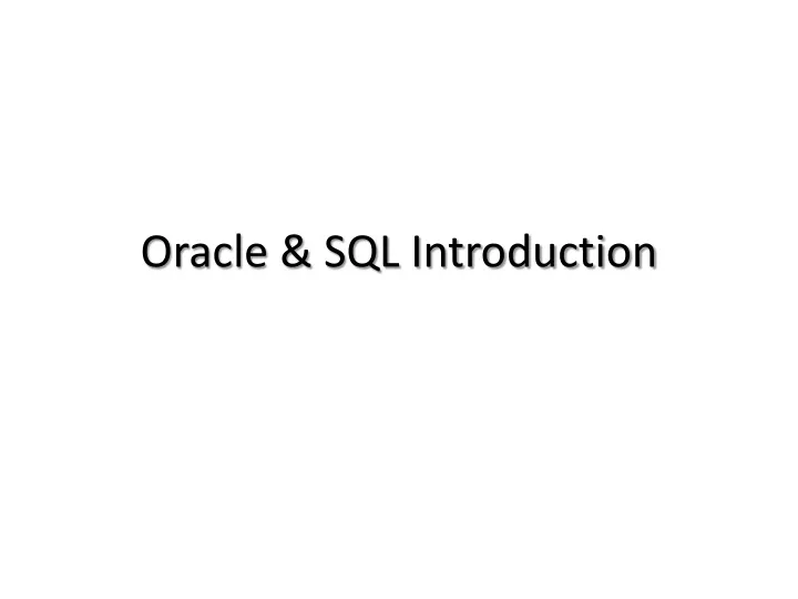 oracle sql introduction