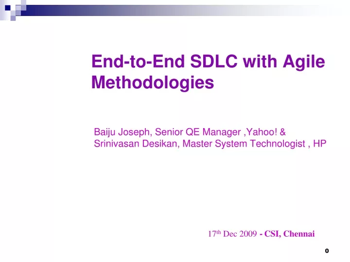 end to end sdlc with agile methodologies