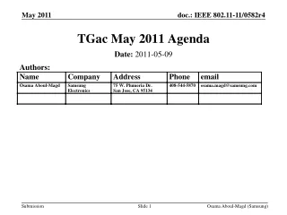 TGac May 2011 Agenda