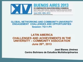 GLOBAL NETWORKING AND COMMUNITY-UNIVERSITY ENGAGEMENT  CHALLENGES AND OPPORTUNITIES