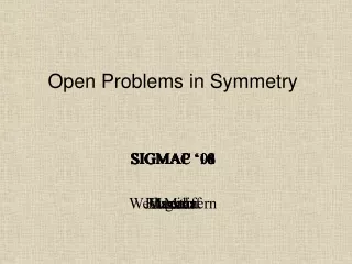 Open Problems in Symmetry