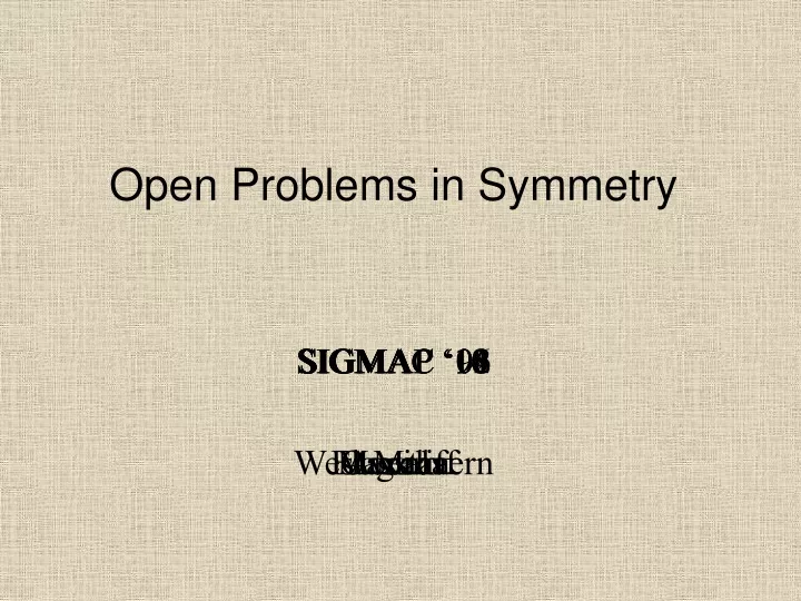 open problems in symmetry