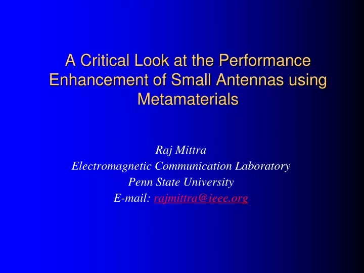 a critical look at the performance enhancement of small antennas using metamaterials