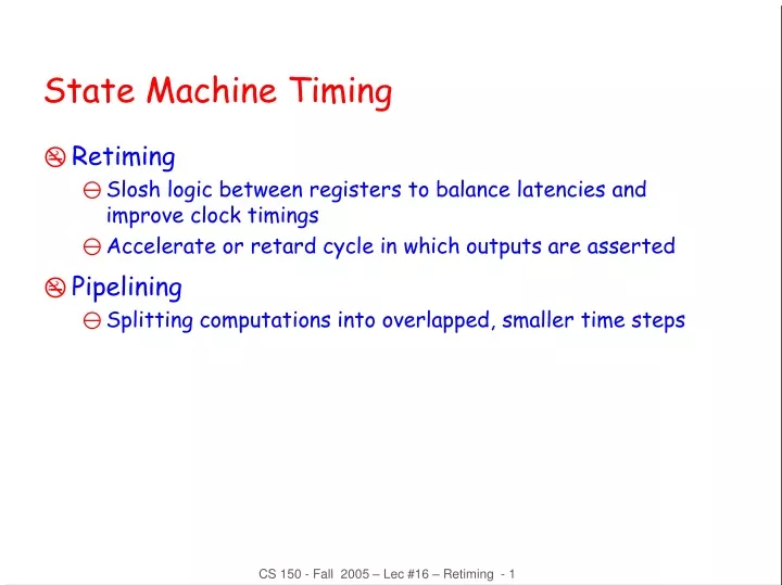 state machine timing