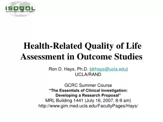 Health-Related Quality of Life Assessment in Outcome Studies