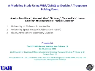 A Modeling Study Using WRF/CMAQ to Explain A Trpopause Folding Event