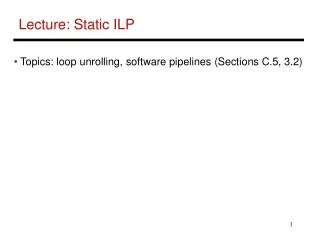 Lecture: Static ILP