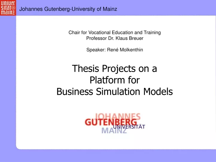 thesis projects on a platform for business simulation models