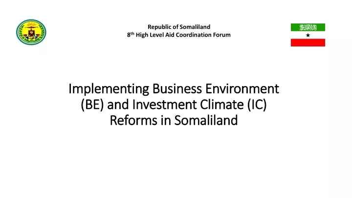 implementing business environment be and investment climate ic reforms in somaliland
