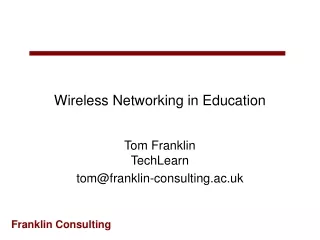 Wireless Networking in Education
