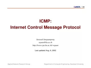 ICMP:  Internet Control Message Protocol Surasak Sanguanpong nguan@ku.ac.th