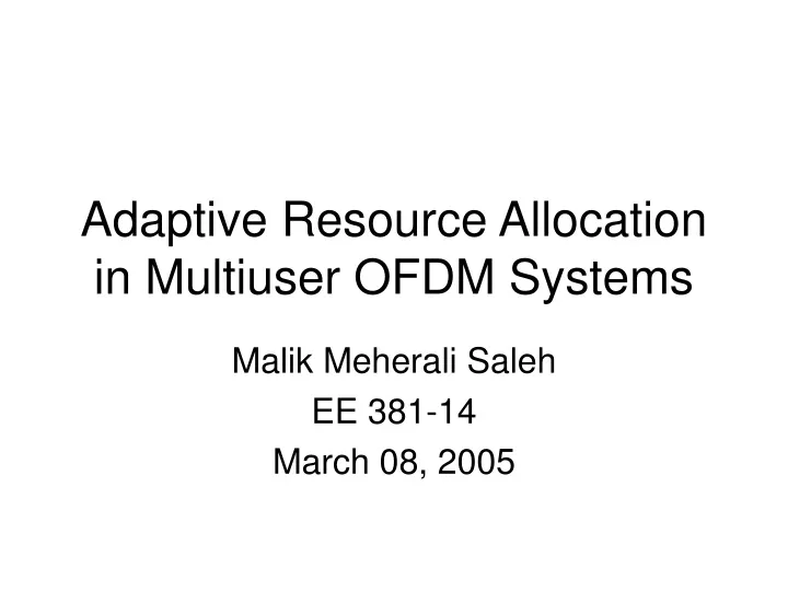 adaptive resource allocation in multiuser ofdm systems