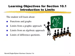 Learning Objectives for Section 10.1  Introduction to Limits