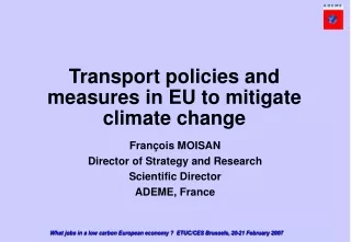 Transport policies and measures in EU to mitigate climate change