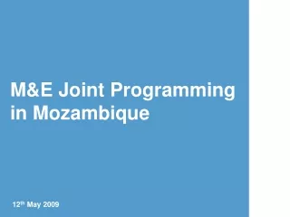 M&amp;E Joint Programming in Mozambique 12 th  May 2009
