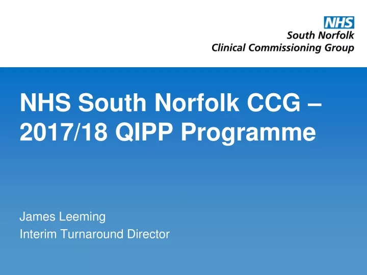 nhs south norfolk ccg 2017 18 qipp programme