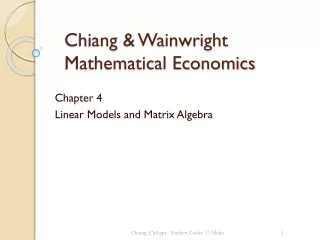 Chiang &amp; Wainwright Mathematical Economics