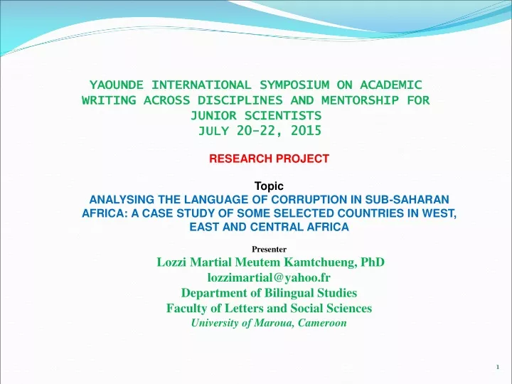 yaounde international symposium on academic