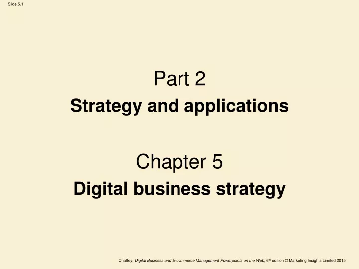 part 2 strategy and applications chapter