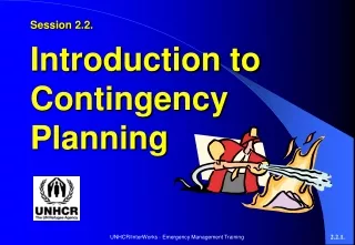 Session 2.2. Introduction to Contingency Planning