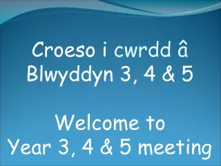 Croeso i  cwrdd â Blwyddyn 3, 4 &amp; 5 Welcome to  Year 3, 4 &amp; 5 meeting
