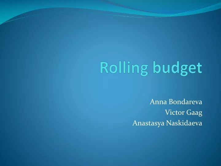 rolling budget