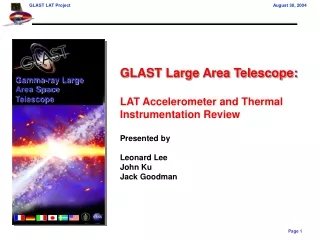 GLAST Large Area Telescope: LAT Accelerometer and Thermal Instrumentation Review Presented by