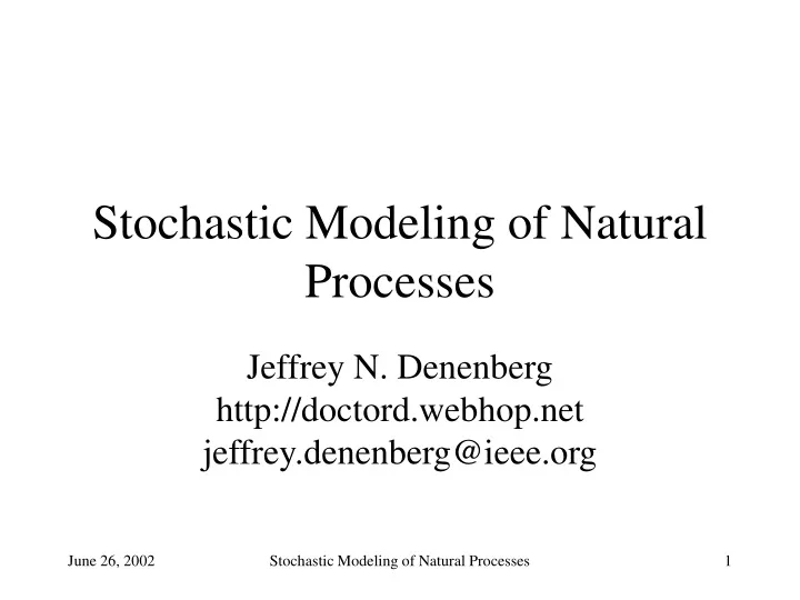 stochastic modeling of natural processes