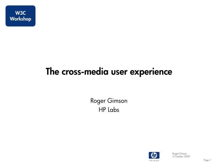 the cross media user experience
