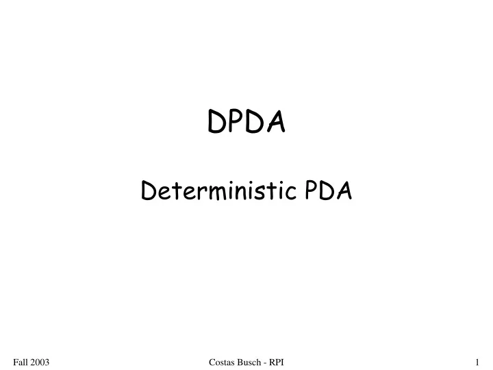 dpda deterministic pda