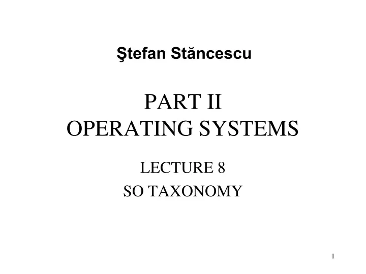 part ii operating systems