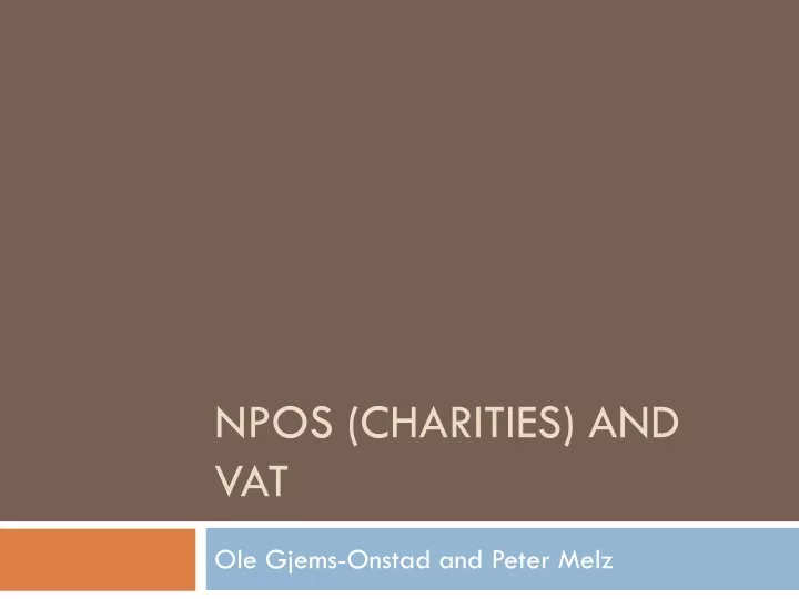 npos charities and vat