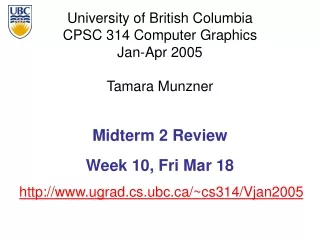Midterm 2 Review Week 10, Fri Mar 18