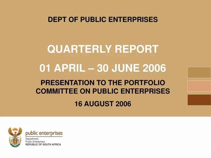 dept of public enterprises quarterly report