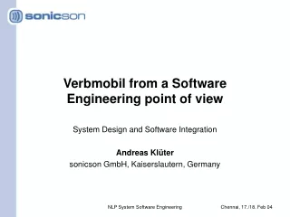 Verbmobil from a Software Engineering point of view