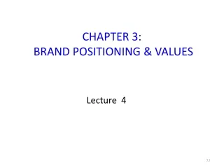 CHAPTER 3:  BRAND POSITIONING &amp; VALUES