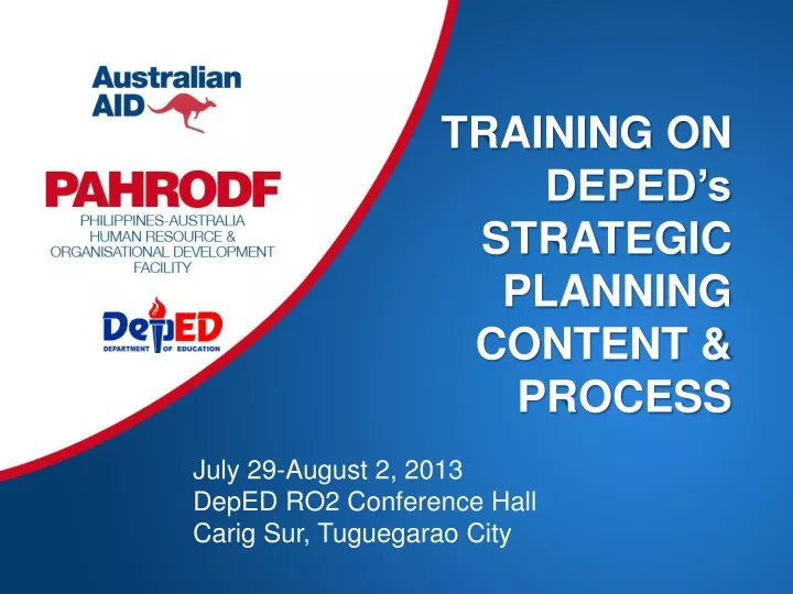training on deped s strategic planning content process